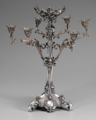 Ornate silver-plate centerpiece,