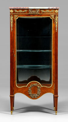 Louis XVI style marble-top vitrine,