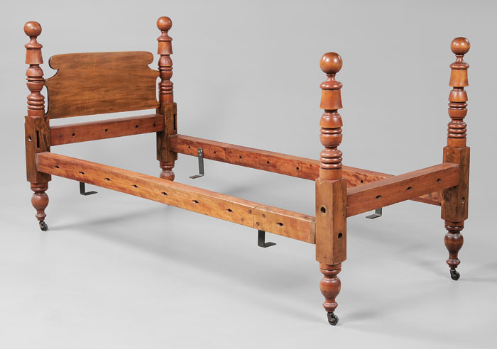 Red-Stained Birchwood Bedstead