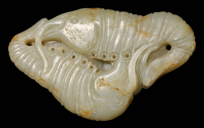 Jade Prawn Pair Ming or earlier  114a9a