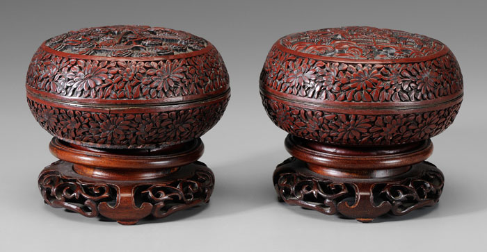 Two Cinnabar Lacquer Boxes Chinese,