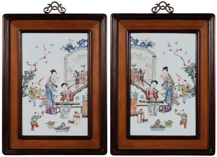 Pair Porcelain Plaques Chinese  114aee