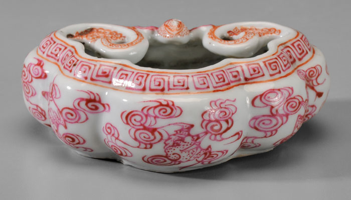 Pink Enameled Porcelain Brush Washer 114b02