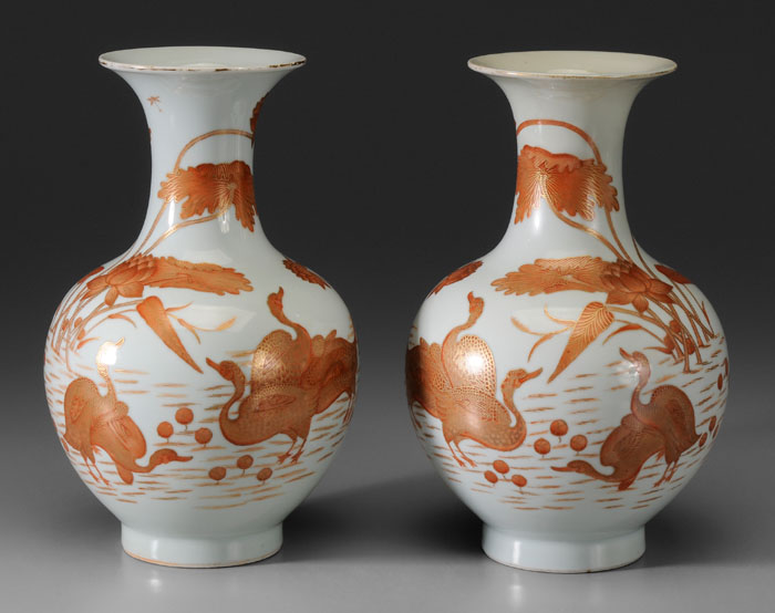 Pair Baluster Porcelain Vases Chinese  114b36