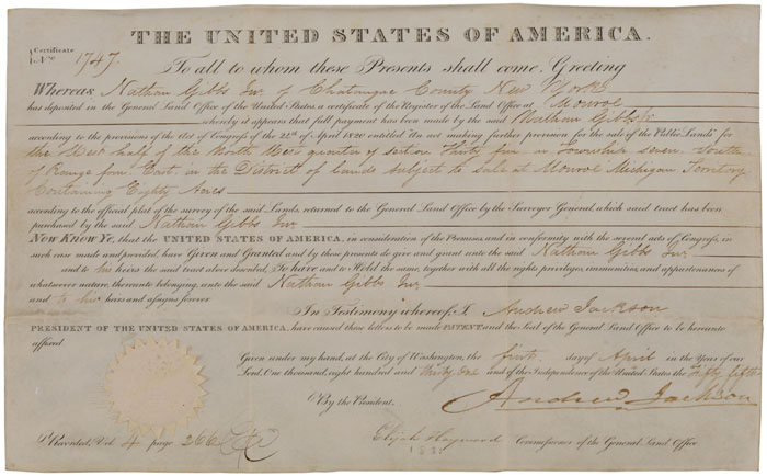 Andrew Jackson Autograph (1767-1845,