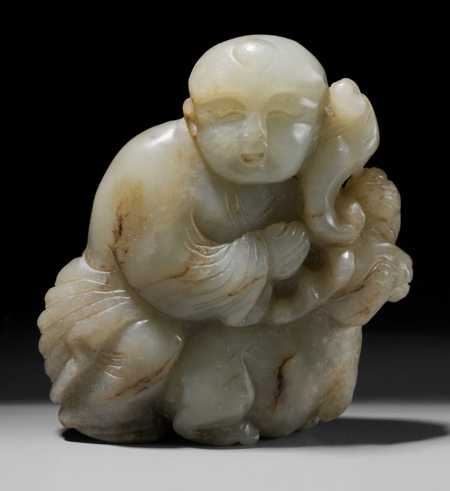 Jade Boy With Deer Ming Dynasty,