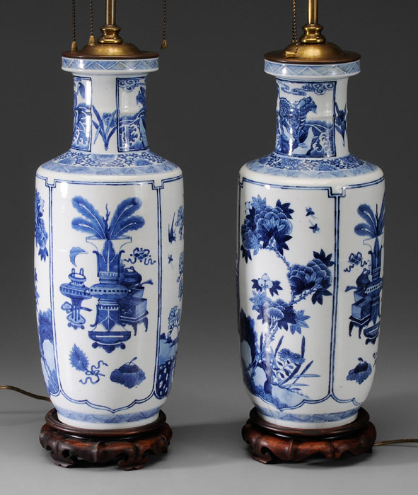 Pair Blue and White Porcelain Lamp