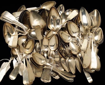 95 coin silver spoons: various makers,