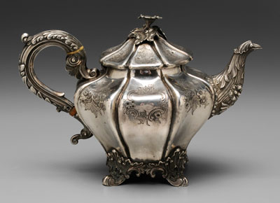 English silver teapot, compr
