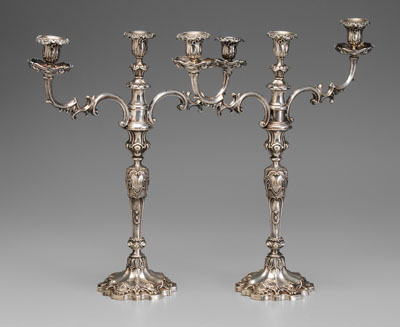Pair silver-plated candelabra: