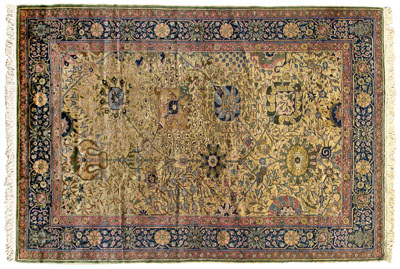 Tabriz rug, elaborate floral and vine