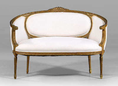 Louis XVI style settee, carved,