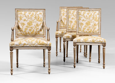 Set of four Louis XVI style paint decorated 117abd