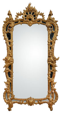 Italian Louis XV carved, gilt mirror,