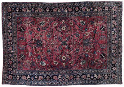Mashad rug, repeating floral and