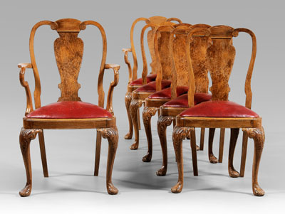 Set of six Chippendale style dining
