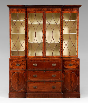 Hepplewhite mahogany breakfront,