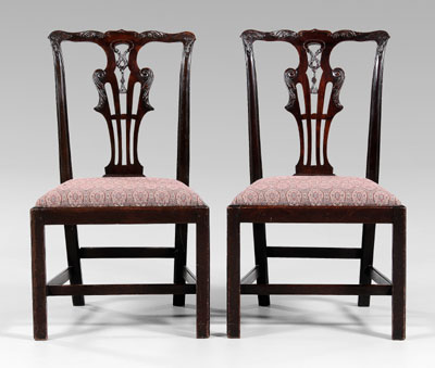 Pair Chippendale mahogany chairs:
