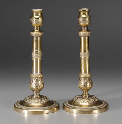 Pair French brass candl