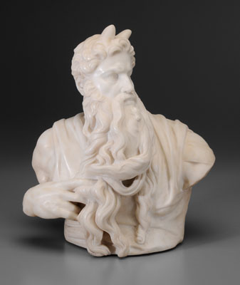 Carved marble bust of Mos