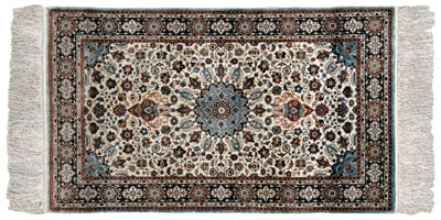 Isfahan style silk rug, detailed