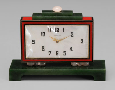 Tiffany Deco clock, sterling case with