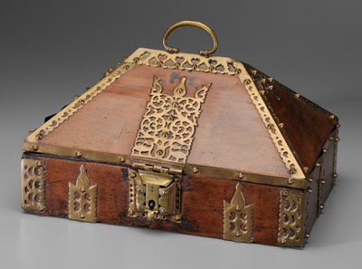 Brass mounted wood box pyramidal 117b93
