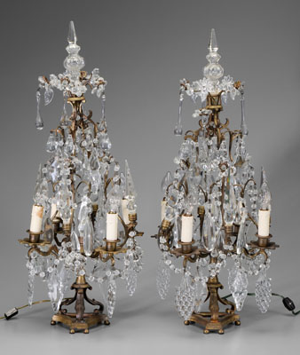 Pair eight-light candelabra: brass