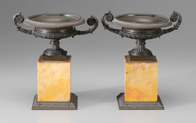 Pair bronze and marble tazzas  117ba0