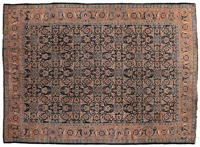 Tabriz rug, repeating overall d