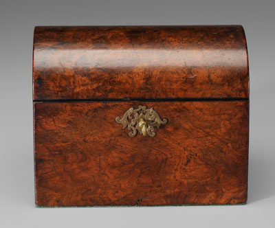 Baxter burlwood tea caddy, pierced