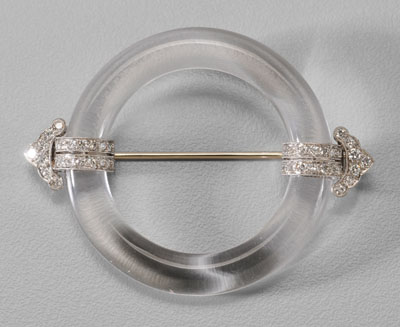 Crystal and diamond brooch, crystal