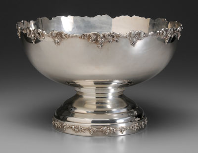 Silver-plated punch bowl, grape and