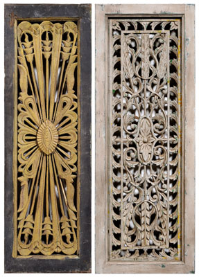 Two carved and painted architectural 117c14