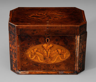 Regency inlaid burlwood tea caddy  117c28