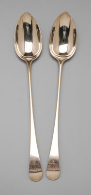 Pair Bateman silver stuffing spoons: