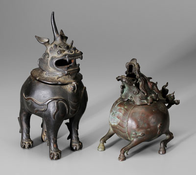 Two bronze qilin censers both 117c4d