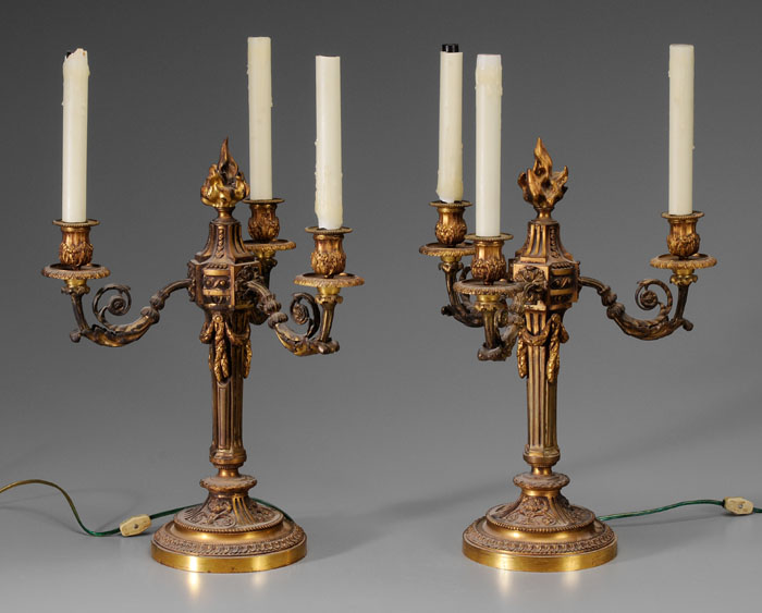 Pair Bronze Louis XVI Style Candelabra