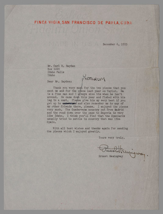 Ernest Hemingway Autograph Letter  117c68