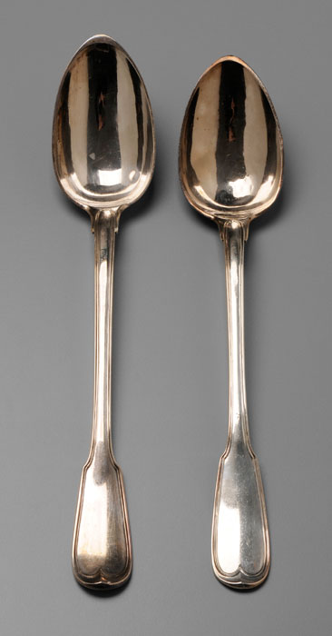 Pair French Silver Stuffing Spoons