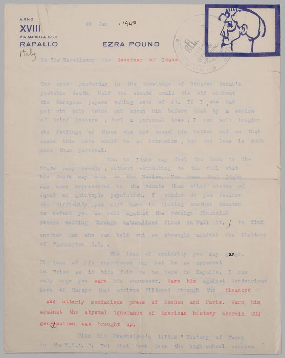Ezra Pound Autograph Letter Archive 117c8a