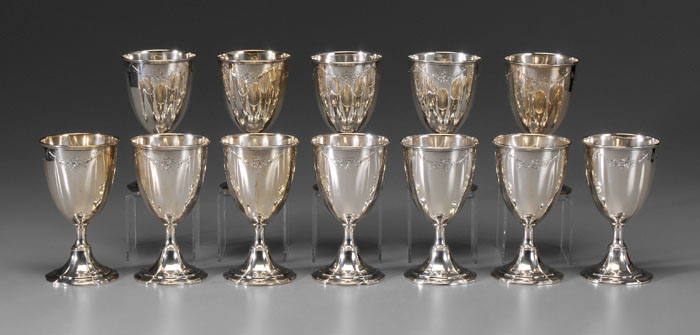 Set of Twelve Sterling Goblets American,