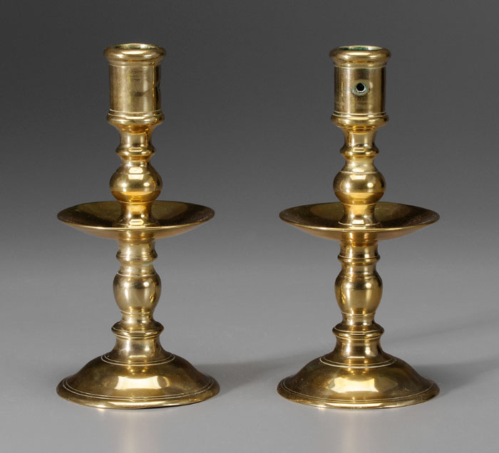 Pair Brass Candlesticks Dutch or 117ca4