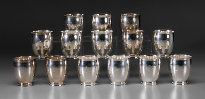 Set of Fourteen Sterling Cups American,