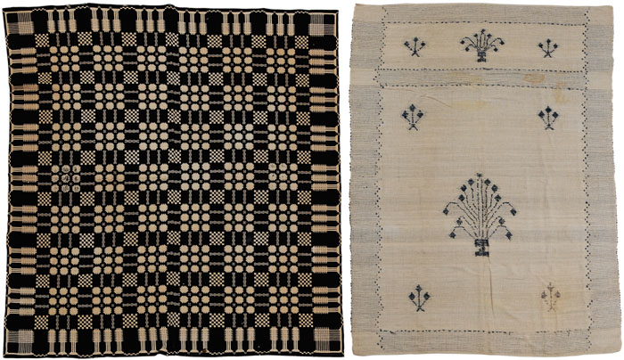 Two Hand-Woven Coverlets American,
