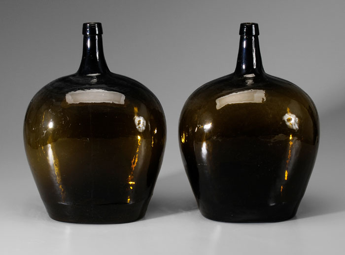 Pair Mold Blown Bottles 19th century  117cec