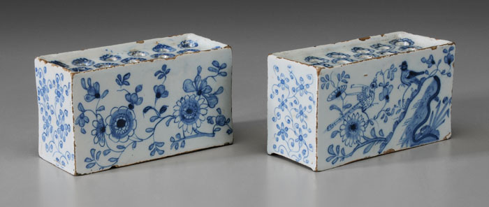 Pair Delft Flower Bricks English,