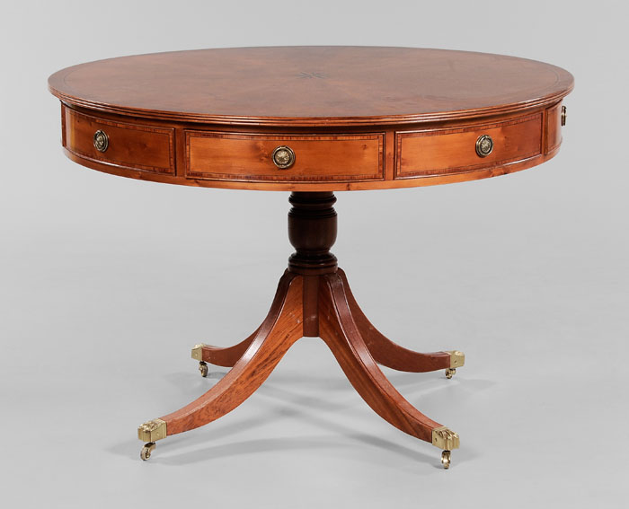 Regency Style Yew Wood Drum Table 117d20