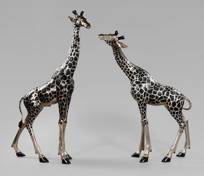 Pair Cast Metal Giraffes modern  117d42