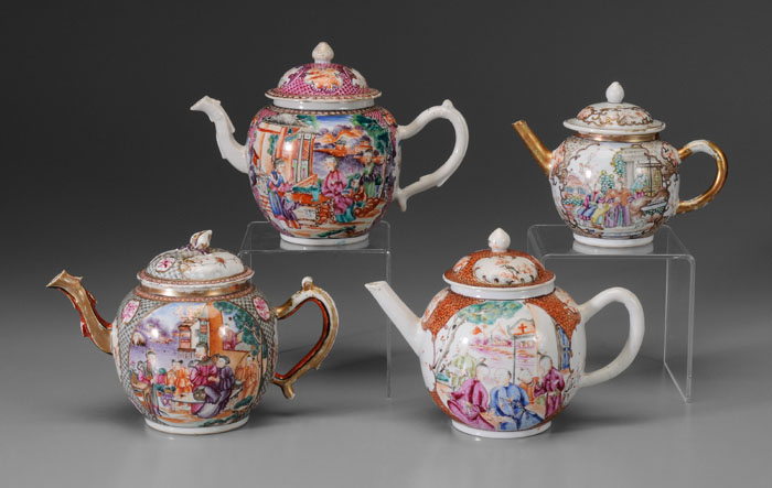 Four Export Porcelain Teapots Chinese,